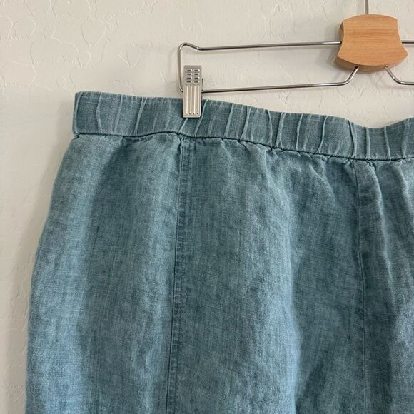 EILEEN FISHER Washed Organic Linen Délavé Lantern Pants in Nile Teal Aqua Sz 3X - Picture 10 of 14